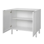 Meuble de rangement 2 portes en rotin blanc