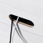 Meuble d'appoint à porte vitrée de 80 cm de large, motif grain de bois noir et blanc