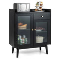 Buffet Mid-Century noir, meuble d'appoint à 2 portes
