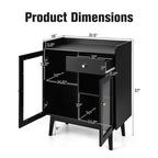 Buffet Mid-Century noir, meuble d'appoint à 2 portes