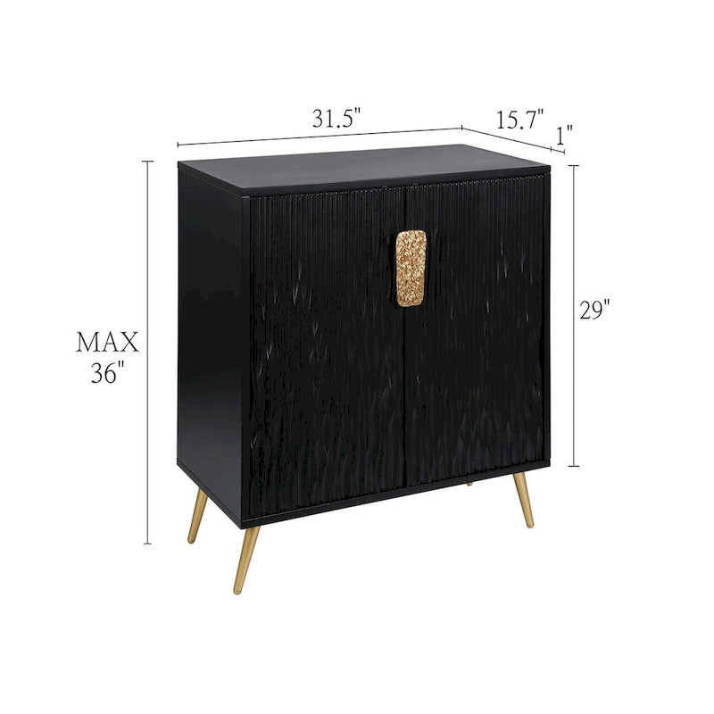 Bahut commode noire à 2 portes, une personne
