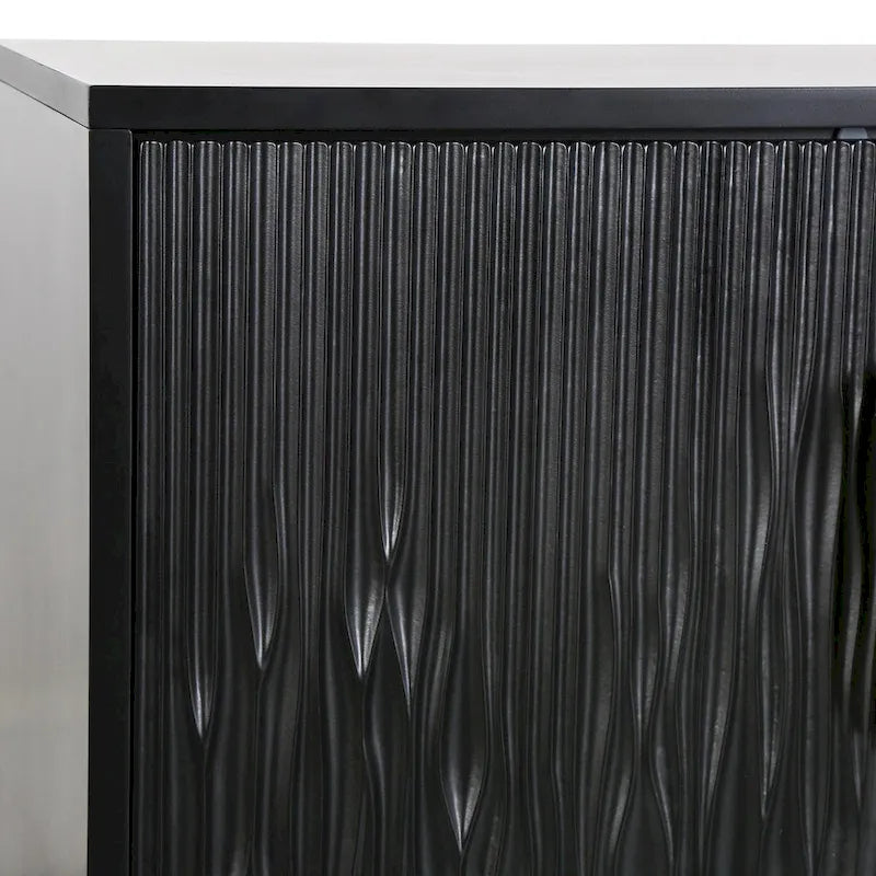 Bahut commode noire à 2 portes, une personne