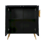 Bahut commode noire à 2 portes, une personne