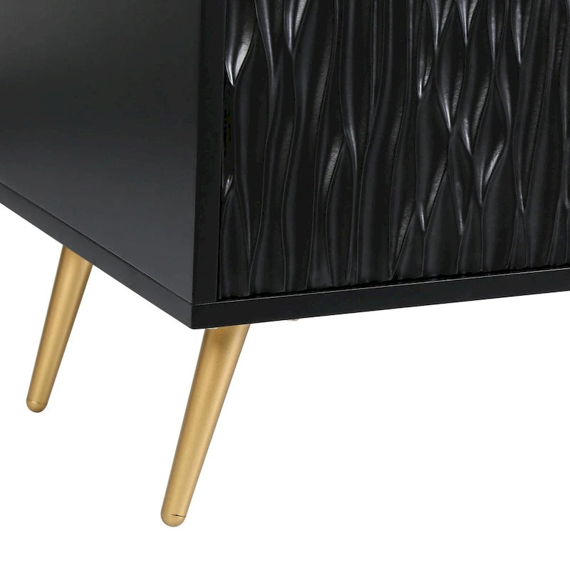 Bahut commode noire à 2 portes, une personne