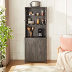 Meuble de bar en bois marron avec porte vitrée, style grange en X, pour 1 à 2 personnes