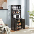 Meuble de bar en bois marron avec porte vitrée, style grange en X, pour 1 à 2 personnes