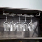 Meuble de bar en bois marron avec porte vitrée, style grange en X, pour 1 à 2 personnes