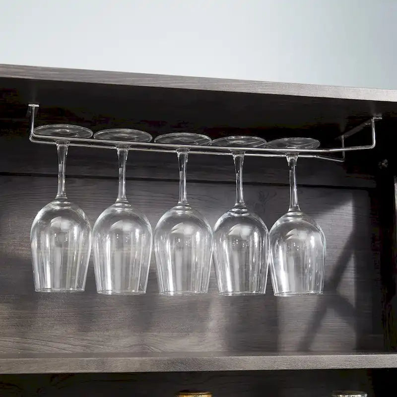 Meuble de bar en bois marron avec porte vitrée, style grange en X, pour 1 à 2 personnes