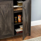 Meuble de bar en bois marron avec porte vitrée, style grange en X, pour 1 à 2 personnes