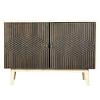 2 Doors Accent Cabinet with 4 Shelves in White Washed and Black