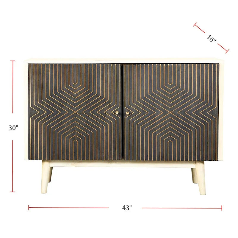 Meuble d'appoint 2 portes blanc et noir avec 4 étagères