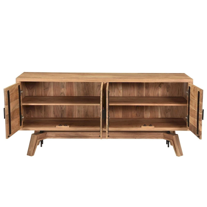 Buffet en bois massif à bords bruts - 2 portes, 175 cm