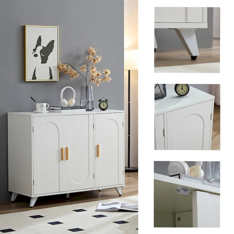 Buffet 3 portes blanc, pour 1 à 2 personnes