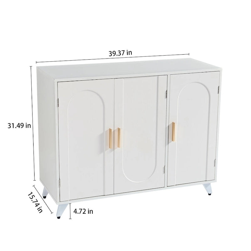 Buffet 3 portes blanc, pour 1 à 2 personnes