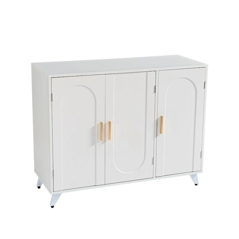 Buffet 3 portes blanc, pour 1 à 2 personnes