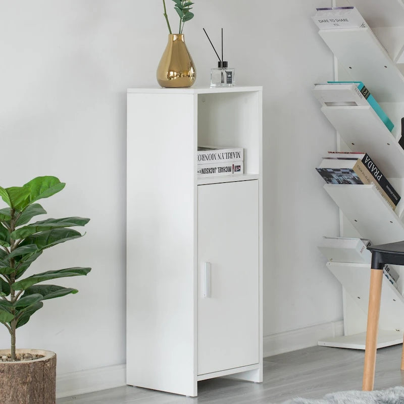 Meuble haut de salle de bain à porte simple, autoportant, blanc