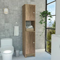 Meuble de rangement en lin beige – Double porte, 2 armoires, 4 étagères