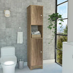 Meuble de rangement en lin beige – Double porte, 2 armoires, 4 étagères