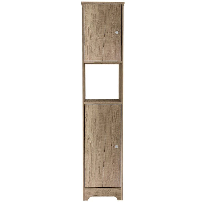 Meuble de rangement en lin beige – Double porte, 2 armoires, 4 étagères