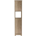 Meuble de rangement en lin beige – Double porte, 2 armoires, 4 étagères