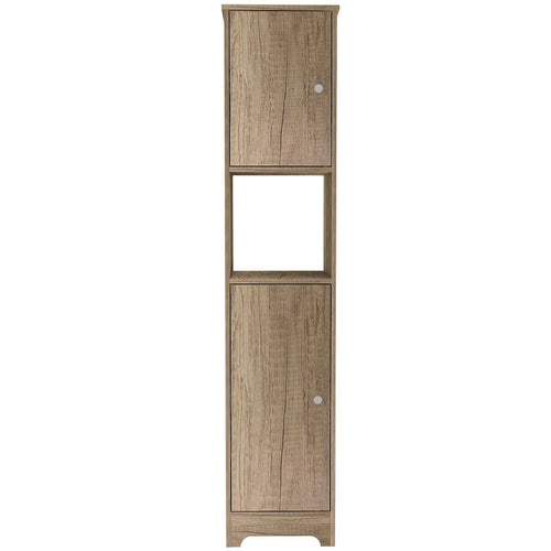 Meuble de rangement en lin beige – Double porte, 2 armoires, 4 étagères