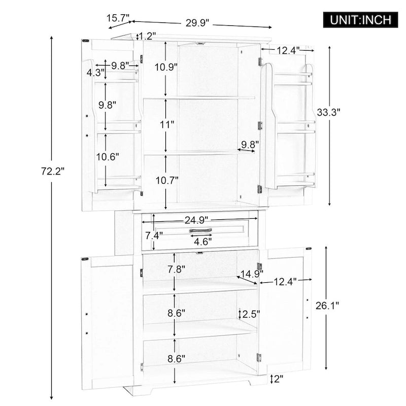 Meuble bas autoportant en bois gris avec portes et tiroir, assemblage par 1 personne