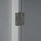Meuble bas autoportant en bois gris avec portes et tiroir, assemblage par 1 personne