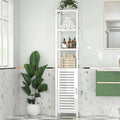 Meuble haut de salle de bain fin en bois blanc avec porte persienne, 1 personne