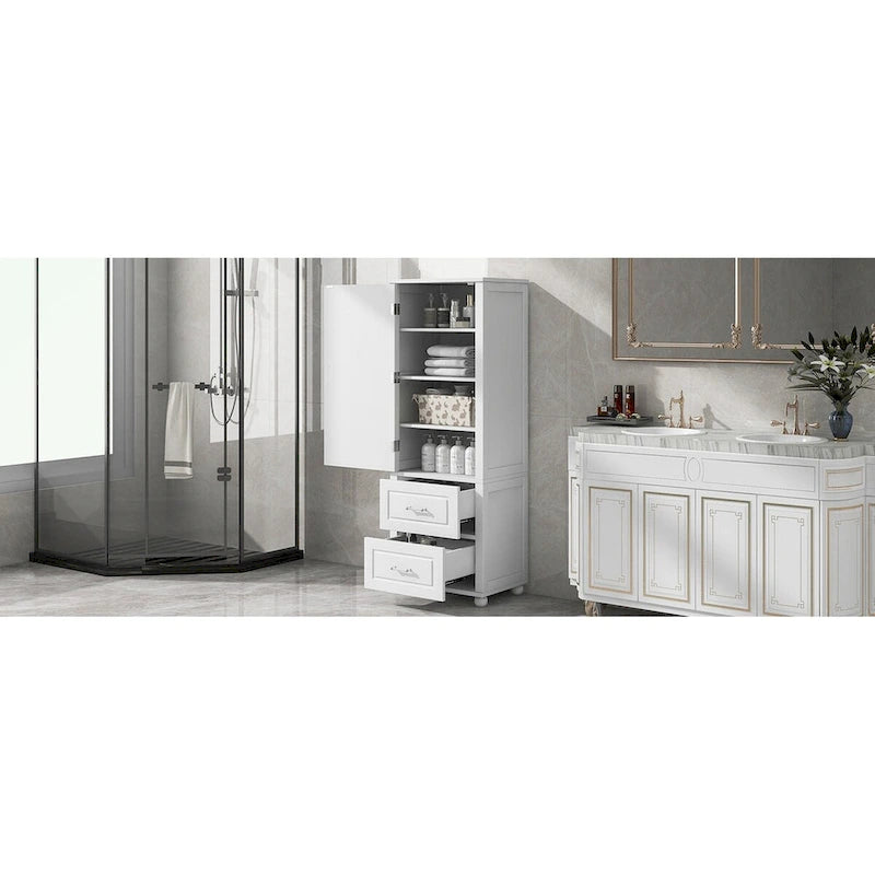 Meuble haut de salle de bain blanc, 1 personne, 2 tiroirs