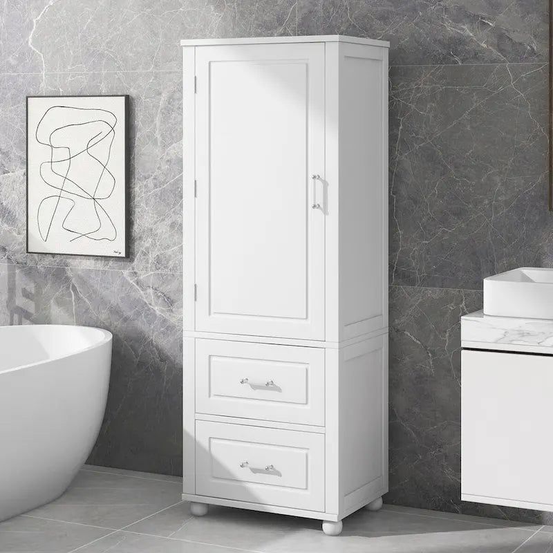 Meuble haut de salle de bain blanc, 1 personne, 2 tiroirs