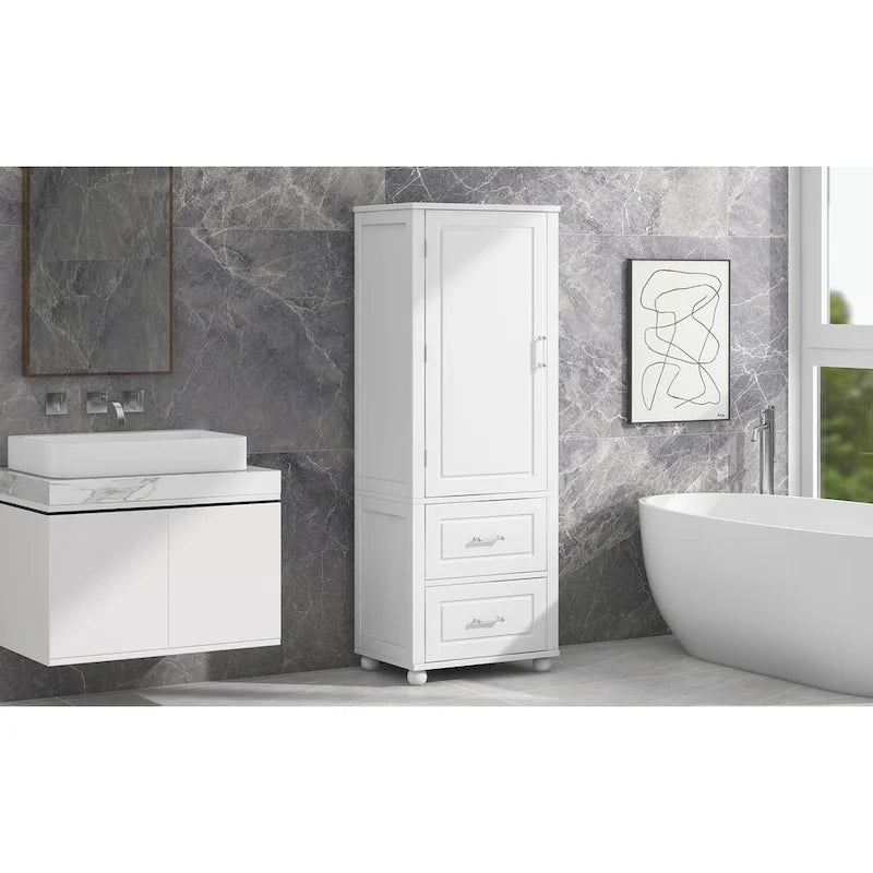 Meuble haut de salle de bain blanc, 1 personne, 2 tiroirs