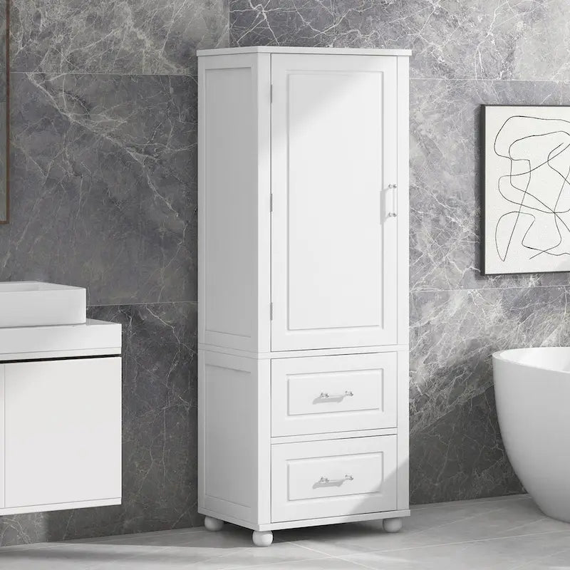 Meuble haut de salle de bain blanc, 1 personne, 2 tiroirs