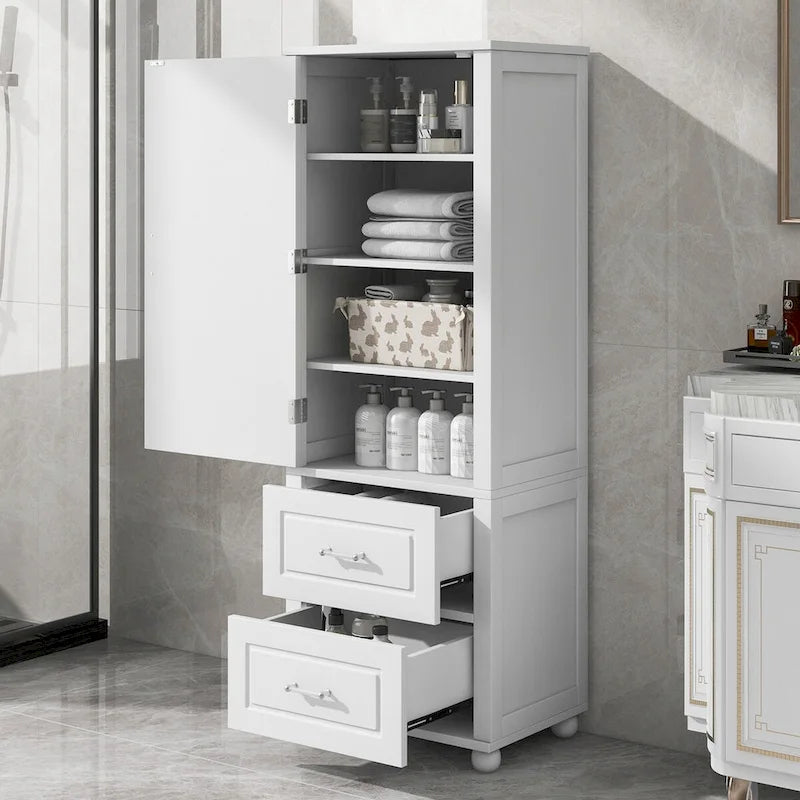 Meuble haut de salle de bain blanc, 1 personne, 2 tiroirs