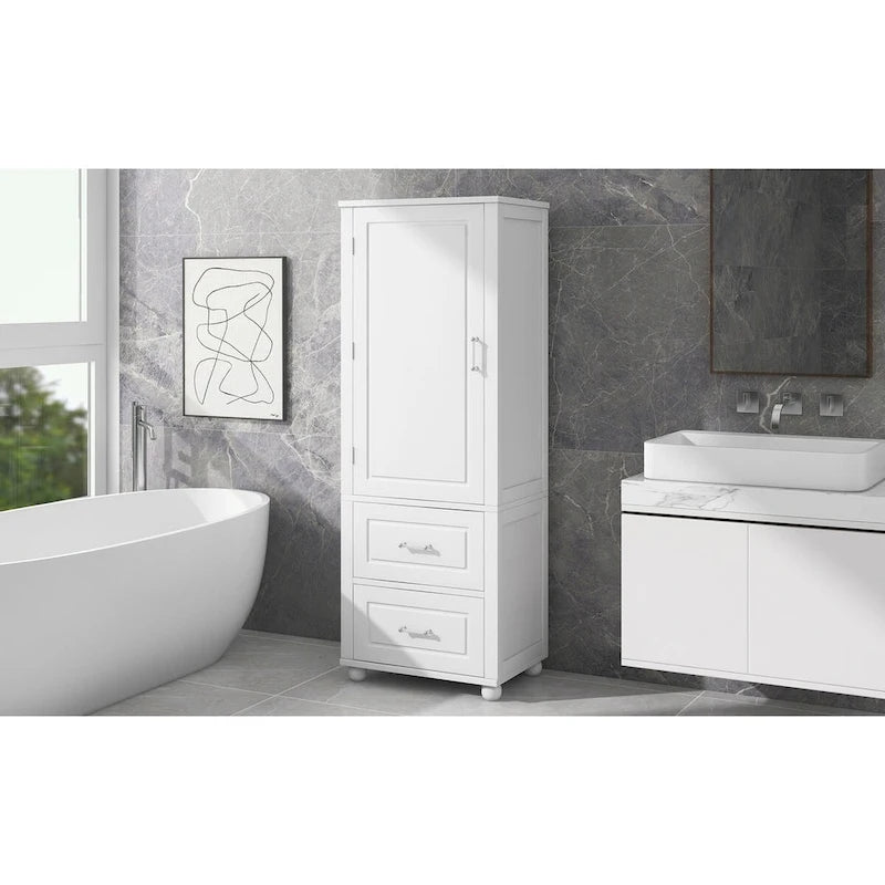 Meuble haut de salle de bain blanc, 1 personne, 2 tiroirs