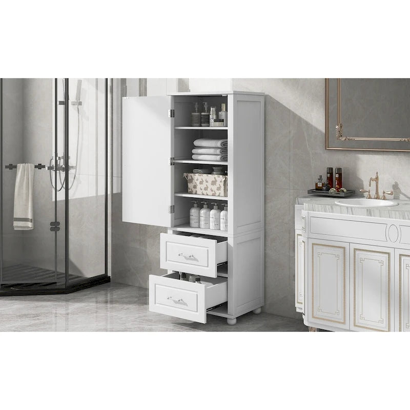 Meuble haut de salle de bain blanc, 1 personne, 2 tiroirs