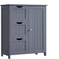 Meuble de rangement de salle de bain à 3 tiroirs, finition bois gris ardoise