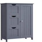 Meuble de rangement de salle de bain à 3 tiroirs, finition bois gris ardoise
