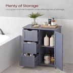 Meuble de rangement de salle de bain à 3 tiroirs, finition bois gris ardoise