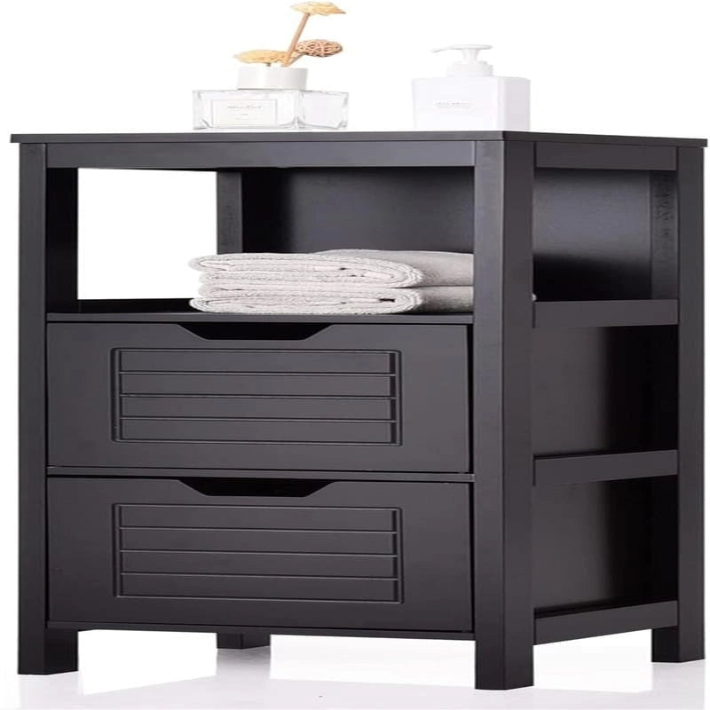 Meuble de Rangement au Sol – Noir / Taupe / Gris / Blanc, 3 étagères, Simple