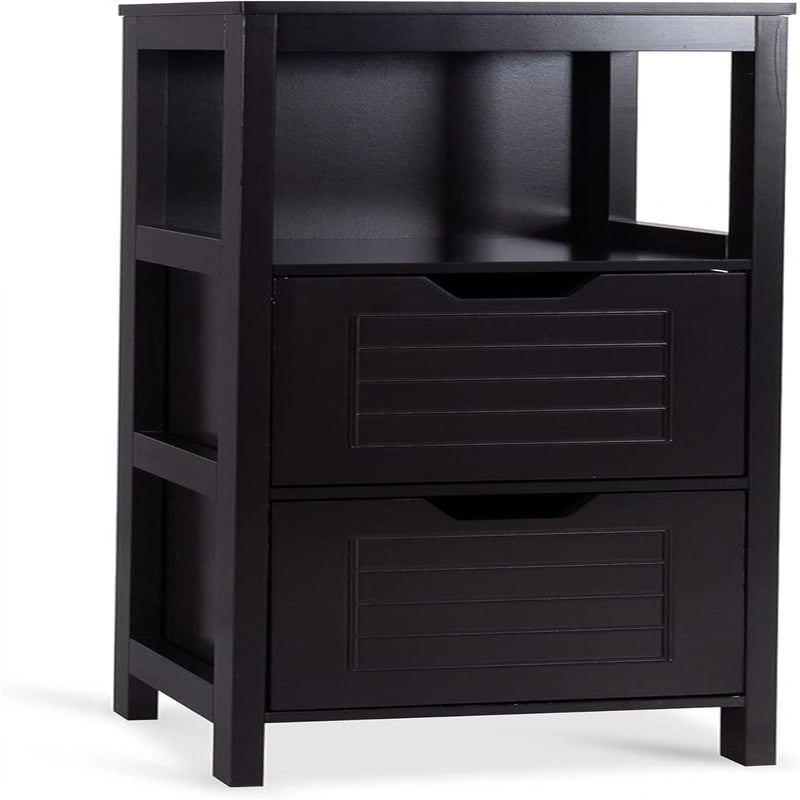 Meuble de Rangement au Sol – Noir / Taupe / Gris / Blanc, 3 étagères, Simple