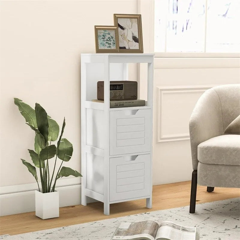 Meuble de Rangement au Sol – Noir / Taupe / Gris / Blanc, 3 étagères, Simple