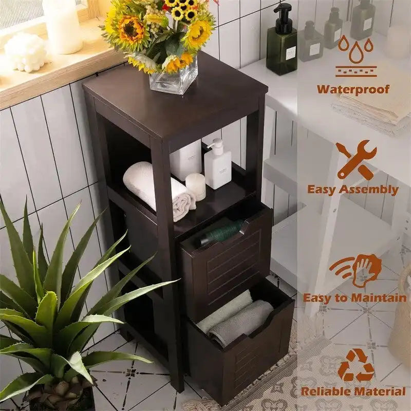 Meuble de Rangement au Sol – Noir / Taupe / Gris / Blanc, 3 étagères, Simple