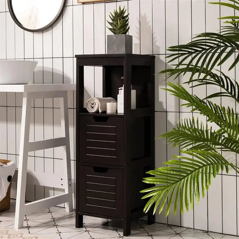 Meuble de Rangement au Sol – Noir / Taupe / Gris / Blanc, 3 étagères, Simple