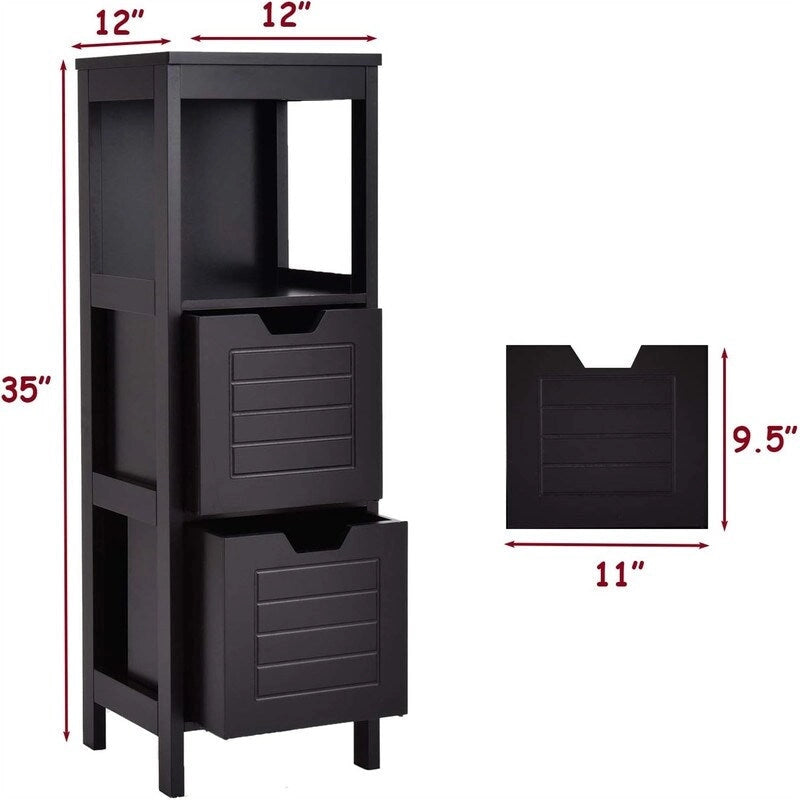 Meuble de Rangement au Sol – Noir / Taupe / Gris / Blanc, 3 étagères, Simple
