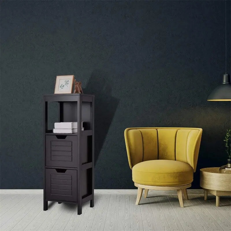 Meuble de Rangement au Sol – Noir / Taupe / Gris / Blanc, 3 étagères, Simple