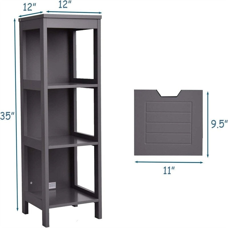 Meuble de Rangement au Sol – Noir / Taupe / Gris / Blanc, 3 étagères, Simple