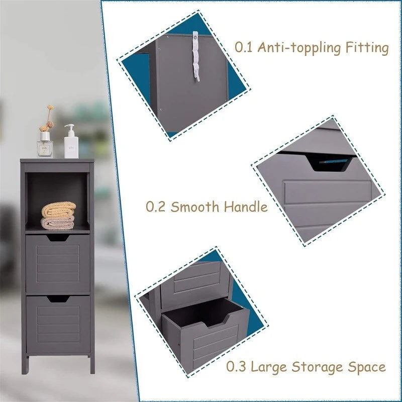 Meuble de Rangement au Sol – Noir / Taupe / Gris / Blanc, 3 étagères, Simple