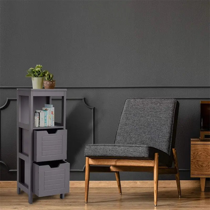 Meuble de Rangement au Sol – Noir / Taupe / Gris / Blanc, 3 étagères, Simple