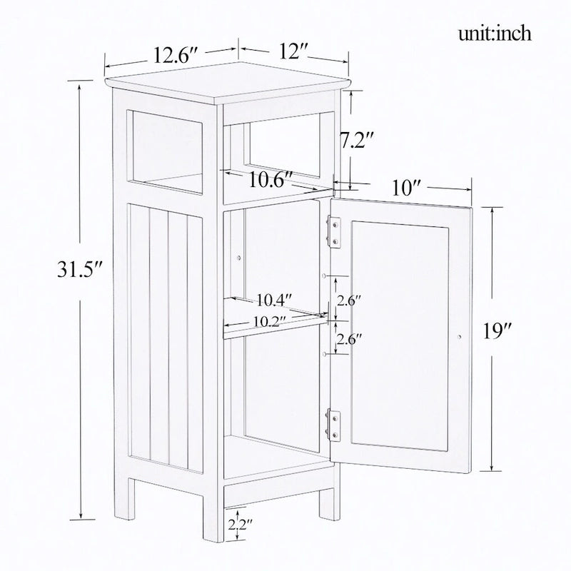 Meuble de Rangement Salle de Bain Blanc à Porte Simple, 1 Personne