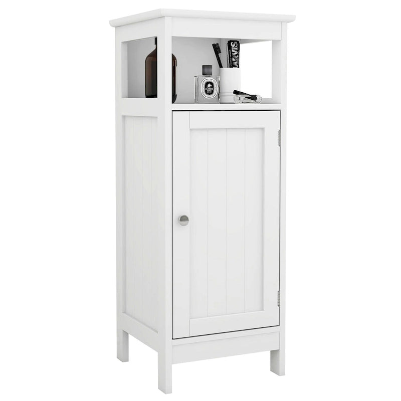 Meuble de Rangement Salle de Bain Blanc à Porte Simple, 1 Personne